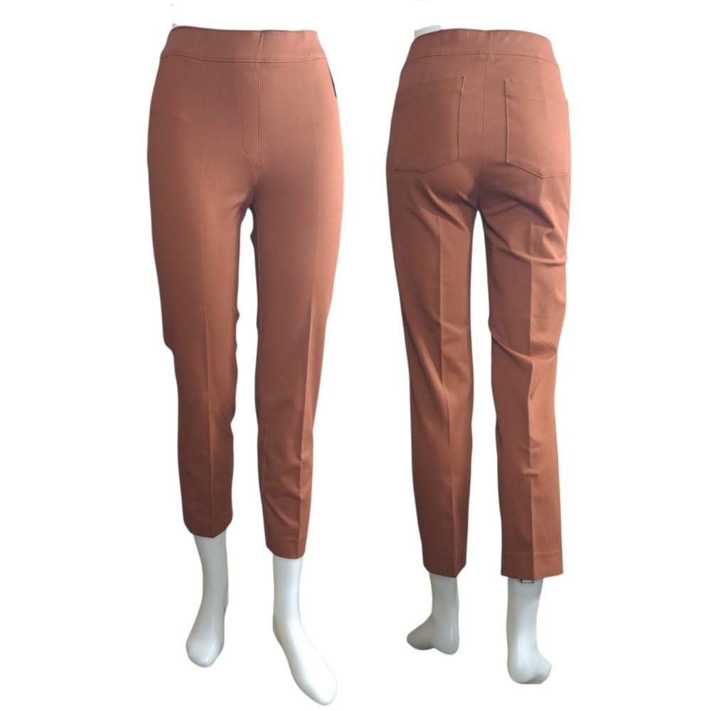 Spanx On The Go Ankle Slim Pants Size Large Petite Bronze‎ Glow Stretch Pull-On